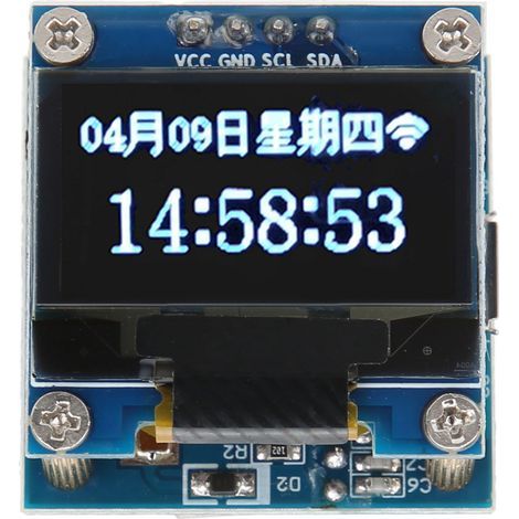 Module d'horloge avec écran OLED de 0,96 pouces, carte PCB WiFi MICRO USB 5V avec batterie bouton de 40mAh (1/4)