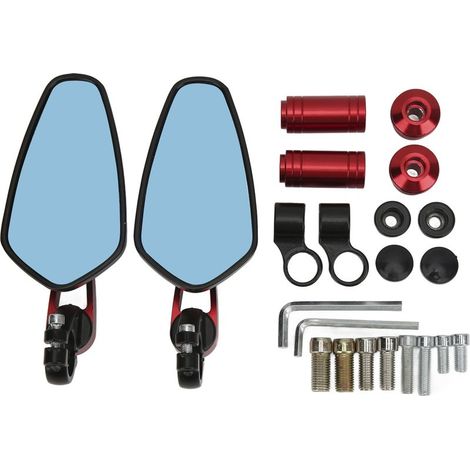 Rétroviseur Moto - Verre Bleu - Rotation 360 Degres - Universel Pour Support 8 Mm Et 10 Mm - Lot De 2 (1/5)