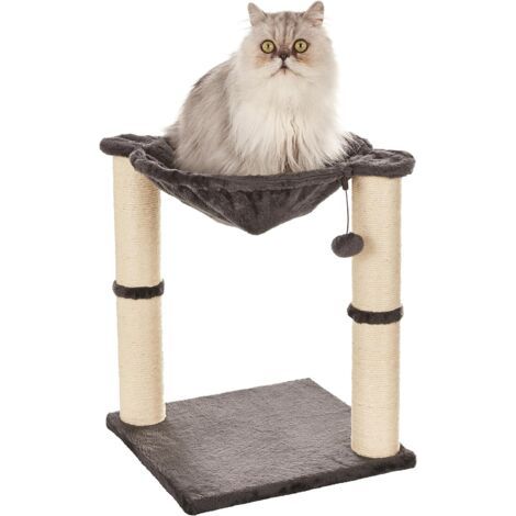 Katzenbaum in Turmform mit Höhle, Hängematte und Kratzbaum - 41 x 51 x 41 cm, Grau (1/4)