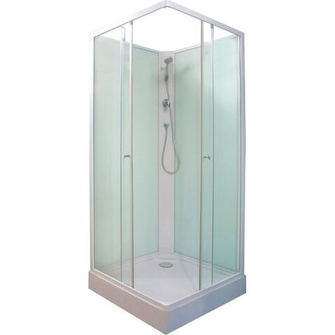 ONDEE ZEN - Cabine de douche MINEA - Avec silicone - Profilés aluminium - En kit - Fond vert - 80x80cm