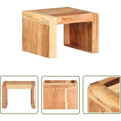 The Living Store Table d'appoint 43x40x30 cm Bois d'acacia massif - Table Basse Industrielle - Table D'appoint Design - Acacia Massif - Meuble Rustique - Table En Bois Naturel (1/5)
