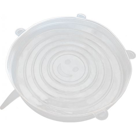 Silikondeckel – Stretch-Verschlüsse, 6 Stück, transparent