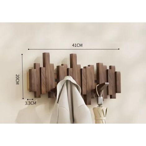Appendiabiti da parete in legno naturale con 6 ganci, stile moderno, pieghevole, per ingresso, bagno, cappotti, cappelli, borse - ALTRO (1/3)