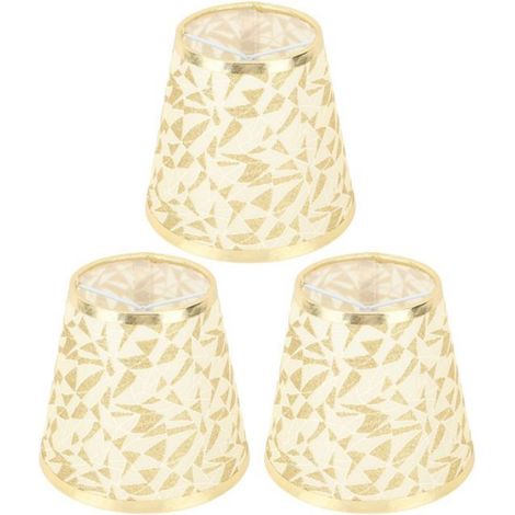 Abat-jour Tissu - E14 Clip-on - Diamètre 14 cm - Pour Lampe Chandelier - Or - Lot de 3 (1/5)