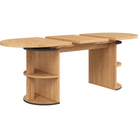 Mesa de comedor extensible MDF con almacenaje oculto 120-160x80x76 cm color natural HOMVRA (1/5)