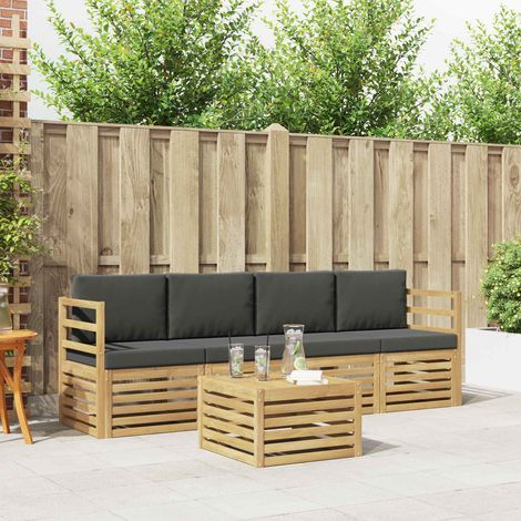 vidaXL Outdoor-Sofagarnitur 5 pcs Weiß und Anthrazit Polyester (1/5)