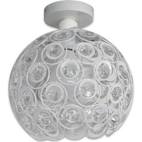 Plafond Lustre Suspension Plafonnier Sphères De Cristal Lampe E27 C23 Blanc (1/2)