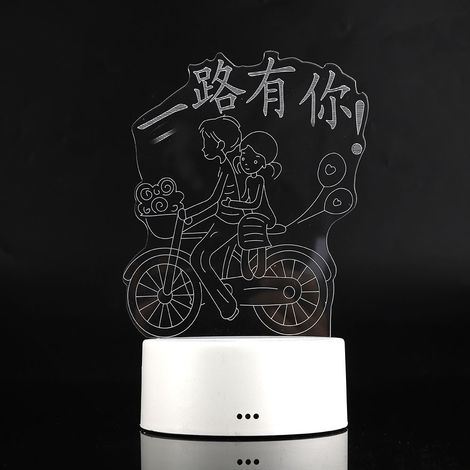 Dekorative 3D-Acryllampe, 4,5-V-USB-Sockel, Berührungsschalter, 7 wechselnde Farben, Lichtmuster, weißer Sockel, stimmungsvolles LED-Nachtlicht. (1/5)