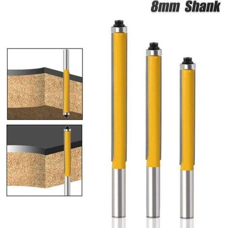 3 Pcs 8mm Tige Fraise,Fraise a Copier Avec Roulements, Fraises à Rainurer pour Défonceuse, pour Couper et Tailler le Bois