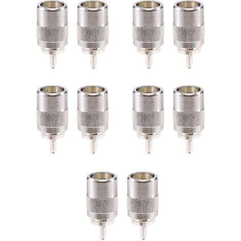 10 connettori UHF PL259, terminali a saldare per cavi RG8, RG213, LMR400, 7D-FB, color argento, perfettamente stagnati (1/5)