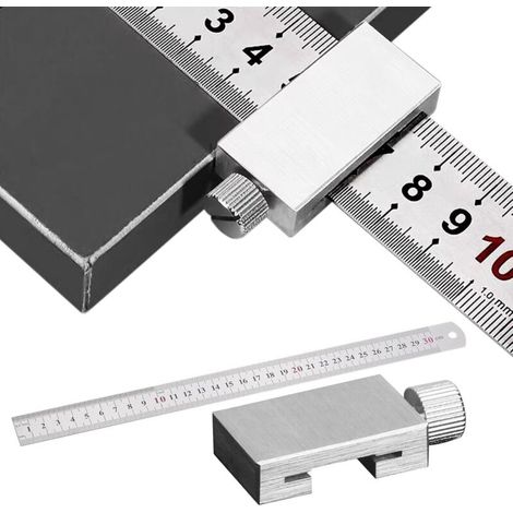 Metal Scribing Ruler with Stop: 30cm Stainless Steel Scribing Ruler Metal Scribing Tool for Woodworking, DIY, Crafts (1/5)