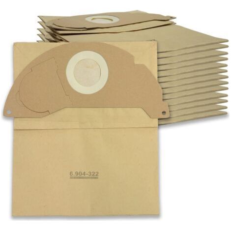 Packung mit 15 Papierfilterbeuteln, kompatibel mit Kärcher Staubsaugern WD 2, MV 2, WD 2.200 bis WD 2.550 (1/4)