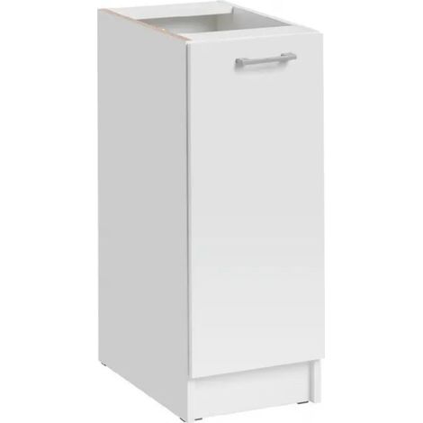 Cuisineandcie – Meuble bas de cuisine blanc 1 porte L 30 cm – Façade stratifiée 18 mm – Charnières réglables avec amortisseurs – Optimisation d'espace (1/5)