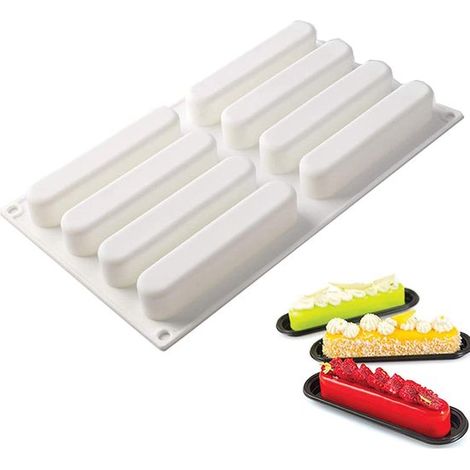 Un molde multifuncional 3D para hornear, ideal para preparar éclairs, pasteles de mousse y postres franceses. (1/3)
