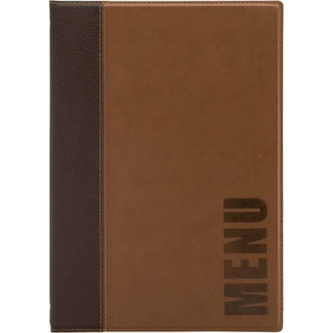 SECURIT - Porta Menu Linea Trendy - Per Caffè, Ristoranti, Bar - Similpelle - Formato A4 - 1 Doppio Inserto Incluso - Colore Marrone (1/4)
