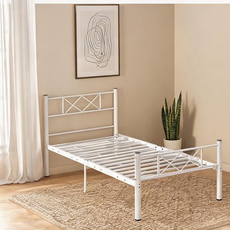 Canapé convertible coloris blanc en acier 208 x 96 x 88 cm (1/5)