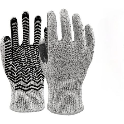 Gants résistants aux coupures, 1 paire nouveau gant Anti-coupe niveau 5 HPPE + gant résistant au Gel de silice for le travail du verre traitement du bois anneau gants en fer Coupe extensible confortab (1/5)