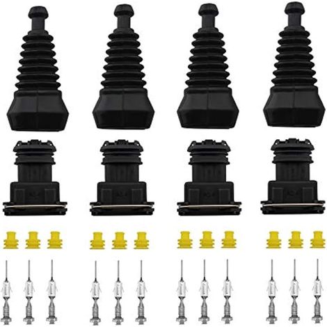 4x Connecteur injecteur EV1 3 voies mâle, faisceau étanche compatible voitures universelles (1/3)