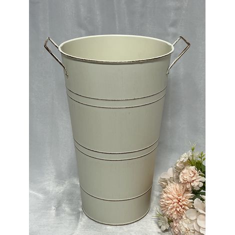 Verzinkter Eisen-Blumenkübel, auslaufsicherer Eisen-Blumentopf, Vintage-Blumenarrangement