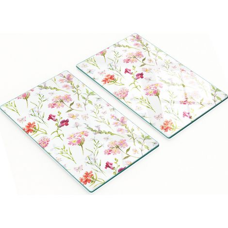 Set Küchenbretter aus gehärtetem Glas mit Blumenmuster, 2 x 30 x 52 cm (1/5)