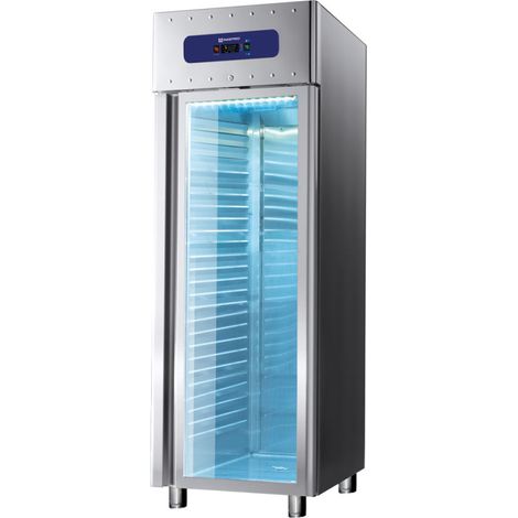 Congélateur 700 litres en inox avec porte en verre, GN 2/1, -10°/-22°C, 85 mm isolation 700x810x2050 mm - VIRTUS
