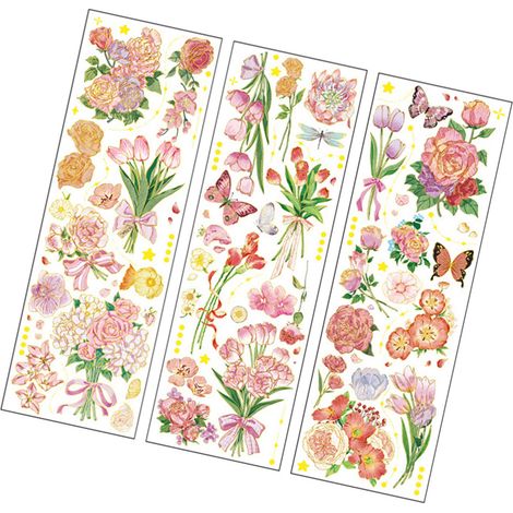 Autocollants fleurs vintage déco jolis motifs floraux pour scrapbooking habillage ordinateur portable album carnet planning DIY loisirs créatifs (1/5)