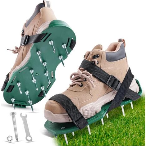 Lawn Aerator Sandals, 1 Pair 45mm Lawn Aerator with 13 Pegs and Wrench, with Velcro Strap, Adjustable Lawn Shoe, Soil Quality Improvement, for Lawn Aeration (1/5)