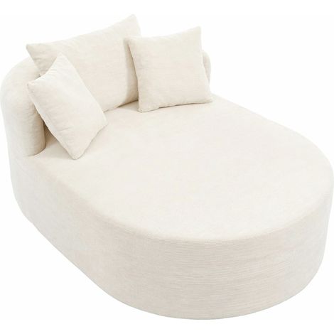 Poltrona relax ovale in tessuto corduroy senza montaggio, beige chiaro (1/5)