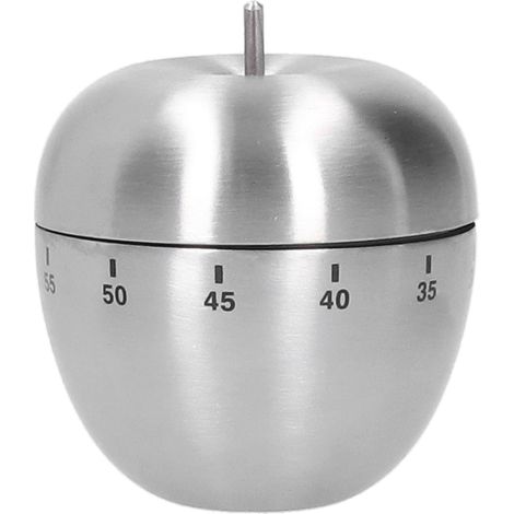 Minuteur en forme de pomme en acier inoxydable mécanique, compteur de cuisine avec alarme de décompte (1/5)
