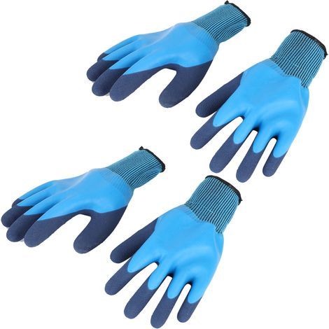 2 paires de gants de protection pour le jardinage et l'agriculture, en latex imperméable et antidérapant. (1/5)