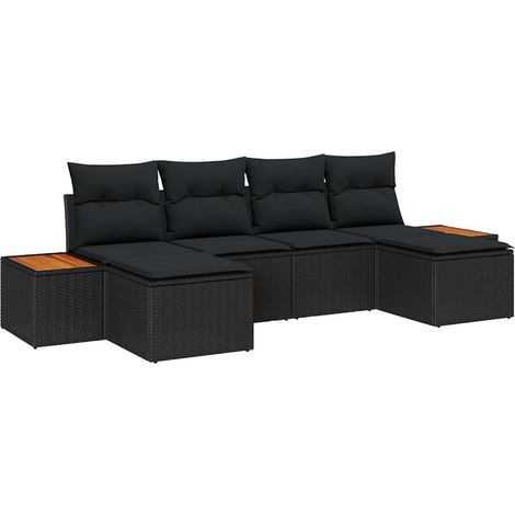 Gartensofa-set 6 Stk. Schwarz Poly-Rattan vidaXL (1/5)