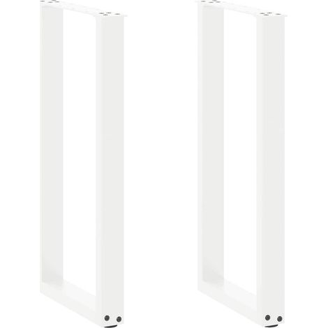 Set di 2 gambe per tavolo consolle a forma di U 38 x 72 cm con piedini regolabili stile moderno acciaio bianco 020057413