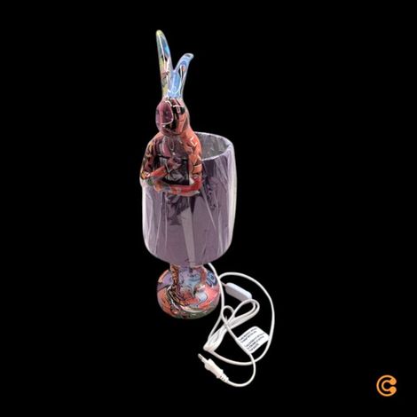 [NEUWERTIG] B-Ware KARE Tischleuchte Animal Rabbit LED Lampe Hase lila bunt 50cm E14 Tischlampe (1/2)