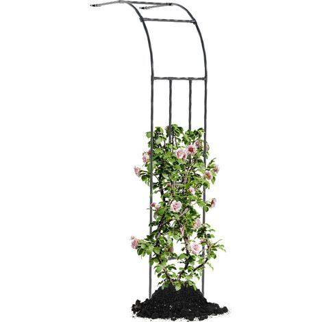 Half Garden Arch for Climbing Plants, 60 x 240 x 40 cm, Metal Arch for Roses, Decorative Outdoor Gazebo, Rust and Fade Resistant (1/5)