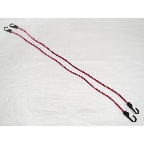 x2 8MM X 1000MM Red Shock Cord Assemblies With Plastic Hooks - Elastic Bungee Tie Down