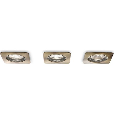 Merga Merga - Set 3 spot incasso quadrati bronzo anticato 8,3 cm