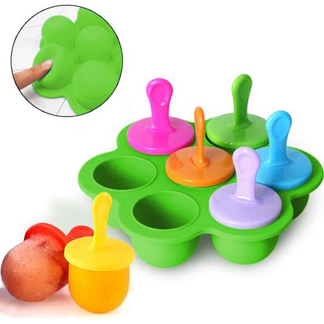 Moule À Glace - Silicone Alimentaire Sans BPA - Pour Mini Glaces, Glaçons, Gelées Et Snacks - Température -40 °C À 230 °C - Lot De 7 Moules (1/5)