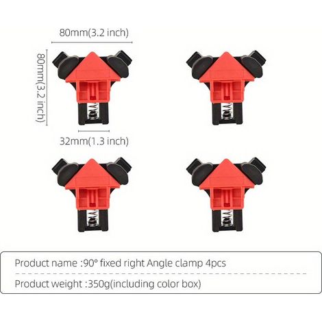 Pince d'Angle Réglable 90° pour Menuiserie Fixation Précise Coins Bois Lot de 4 (1/4)
