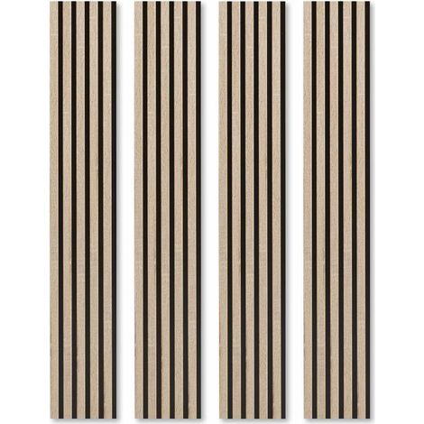 Lot de 4 Panneaux tasseaux bois 120 x 21,6 x 1,4 cm décor chêne / fond rigide noir - 1,04m² (1/5)