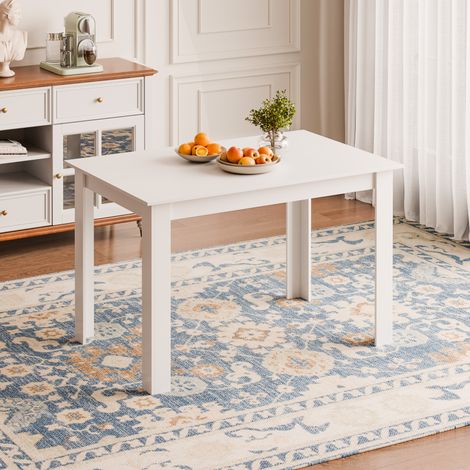 Mondeer Table de Salle à Manger 120L x 80l x 75H cm pour 4 Personnes, Table de Cuisine Rectangle pour Salle à Manger, Moderne, Blanc