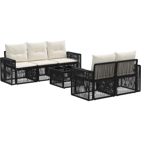 Set Divano da Giardino 6 pz Nero polyrattan vidaXL (1/5)