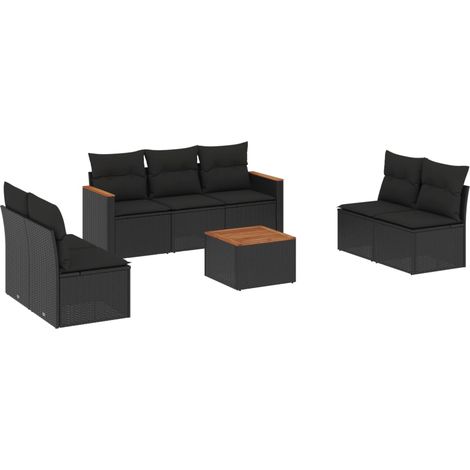 vidaXL Set Divani da Giardino con Cuscini 8 pz Nero in Polyrattan (1/5)