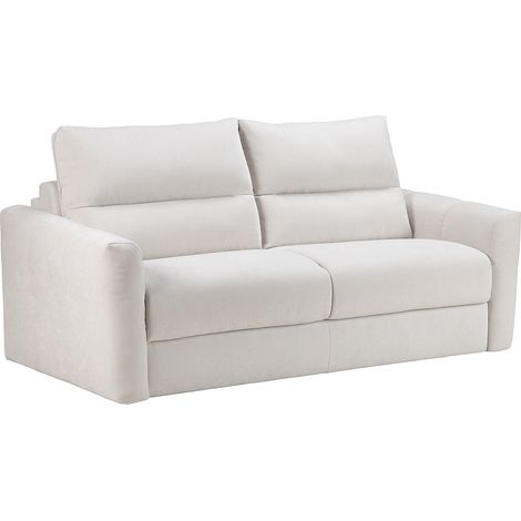 Divano letto 3 posti express in tessuto ciniglia beige - Letto 140 cm - Materasso 16 cm - DOVENA di Maison Céphy