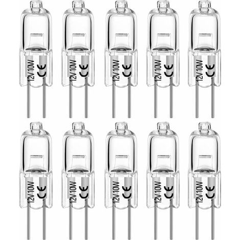 G4 10W 12V 2-pin base replacement halogen bulbs for under-cabinet landscape, puck light, track lighting, dimmable (10 pack) (1/5)
