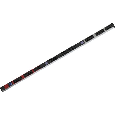 BACHMANN 800.2400 BN0500 19'' PDU 1HE 24 X C13 6 X C19, MESURE DE PUISSANCE, CONNEXION CEE 3 X 16 A ROUGE/NOIR/ARGENT