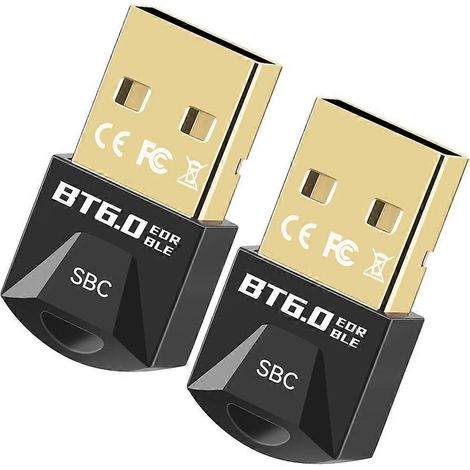 Packung mit 2 USB Bluetooth 6.0 Adaptern mit AAC-Decoder, drahtlosem Audioempfänger und -sender für PC, Maus und Tastatur.