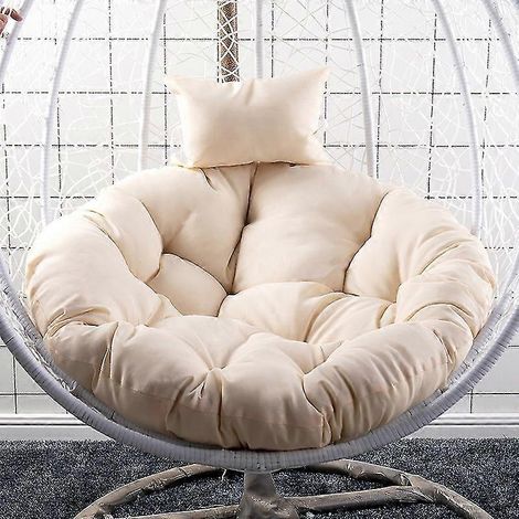 Coussin moelleux pour fauteuil suspendu/balancelle, couleur blanc crème, 120 cm (1/4)