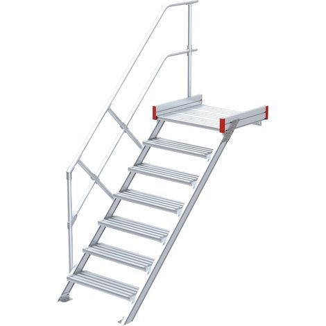 Euroline 511 Podesttreppe 45° 600mm Stufenbreite 7 Stufen Alu gerieft