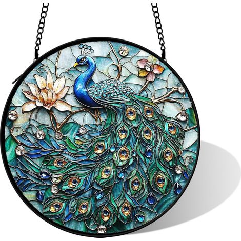 Suspension murale en vitrail multicolore, diamètre: 15 cm (1/5)