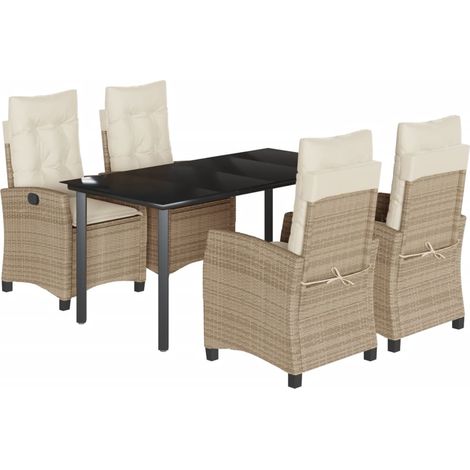 Maison Exclusive - Set comedor de jardín 5 pzas con cojines ratán (1/5)